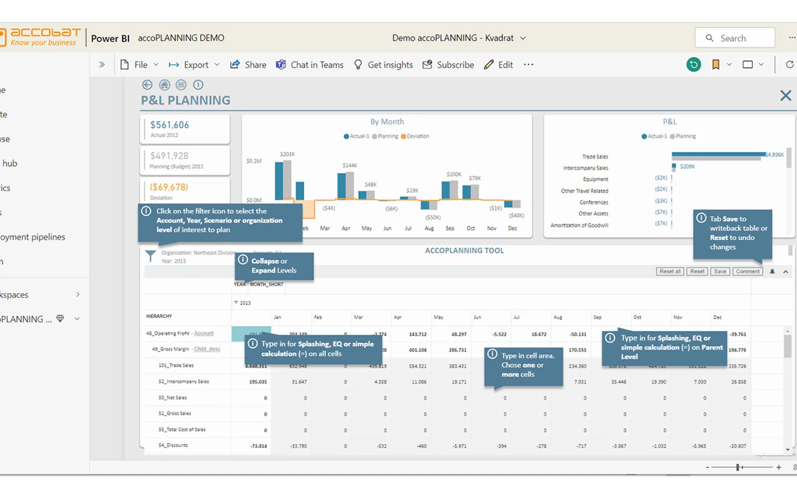 accoPLANNING Enterprise - Planning Power BI Writeback — screenshot from the Microsoft Marketplace listing