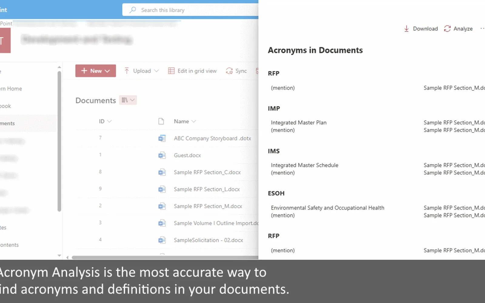 Acronym Analysis — screenshot from the Microsoft Marketplace listing