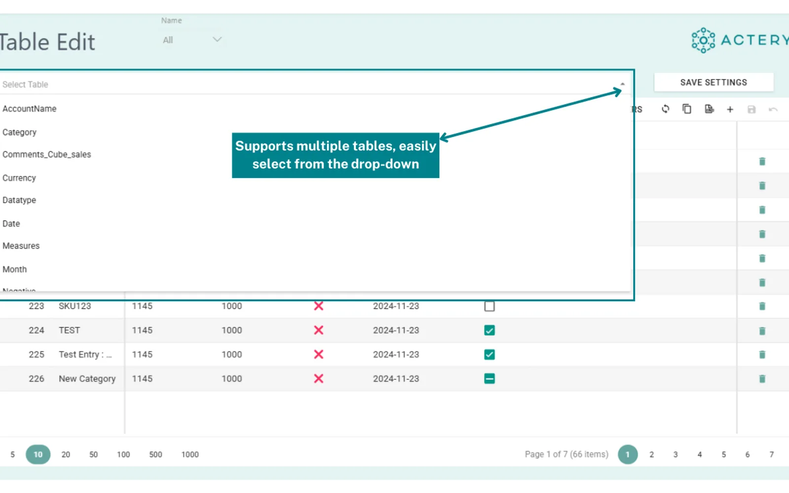 Acterys Table Edit — screenshot from the Microsoft Marketplace listing
