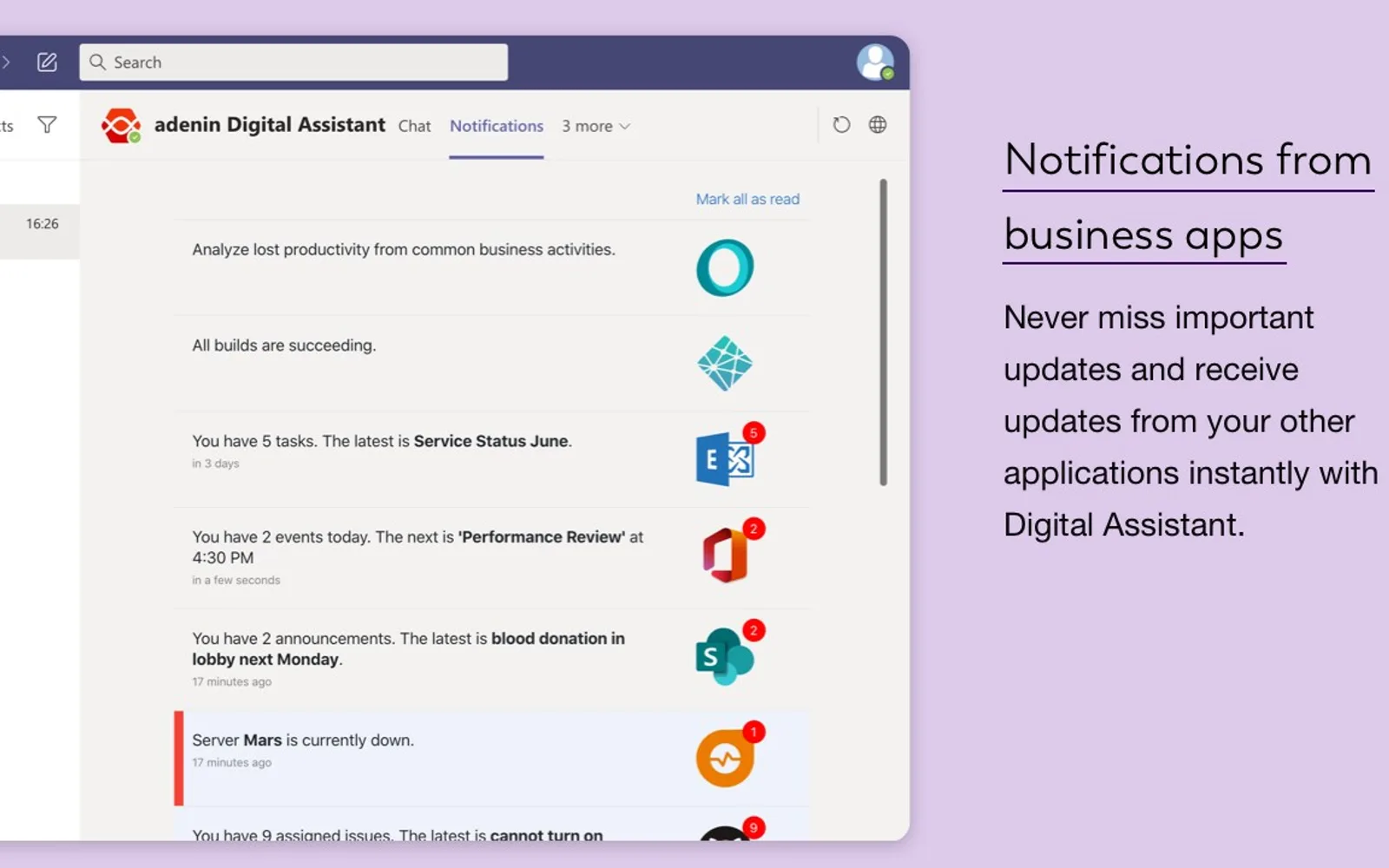adenin Digital Assistant — screenshot from the Microsoft Marketplace listing