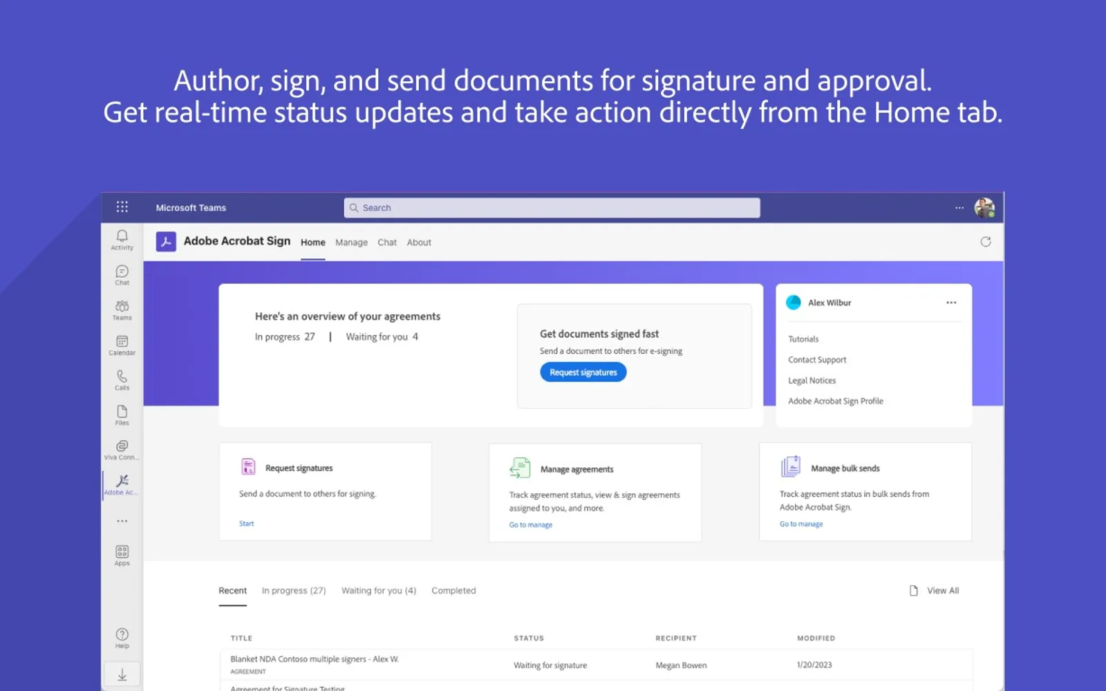 Adobe Acrobat Sign for Microsoft Teams and Microsoft 365 — screenshot from the Microsoft Marketplace listing