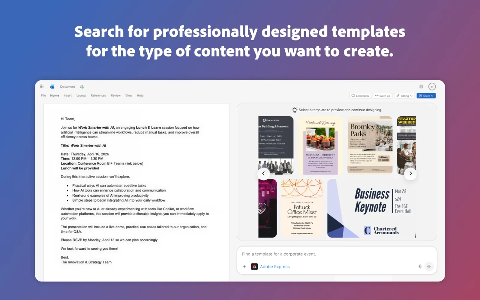 Adobe Express — screenshot from the Microsoft Marketplace listing