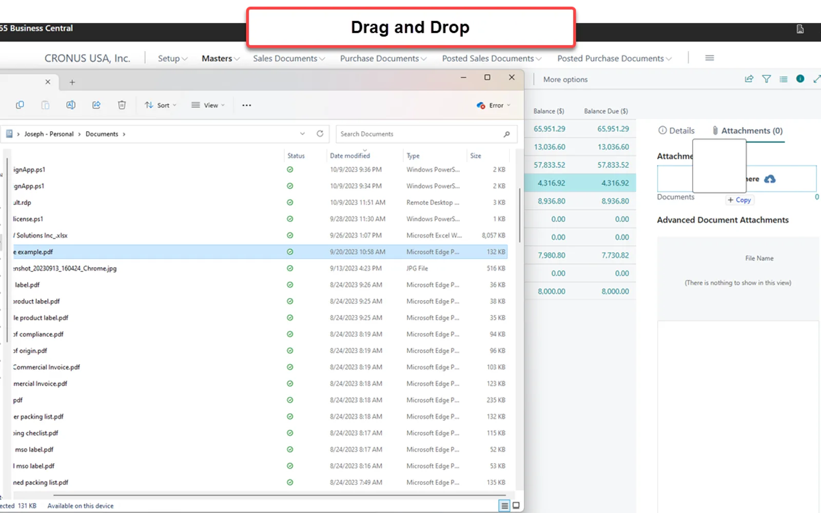 Advanced Document Attachments — screenshot from the Microsoft Marketplace listing