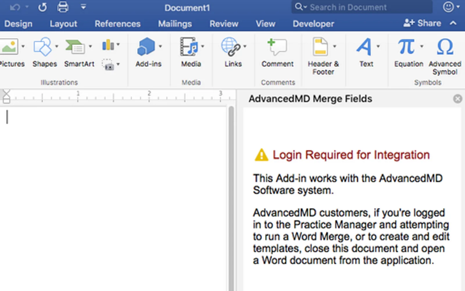 AdvancedMD Merge Fields — screenshot from the Microsoft Marketplace listing