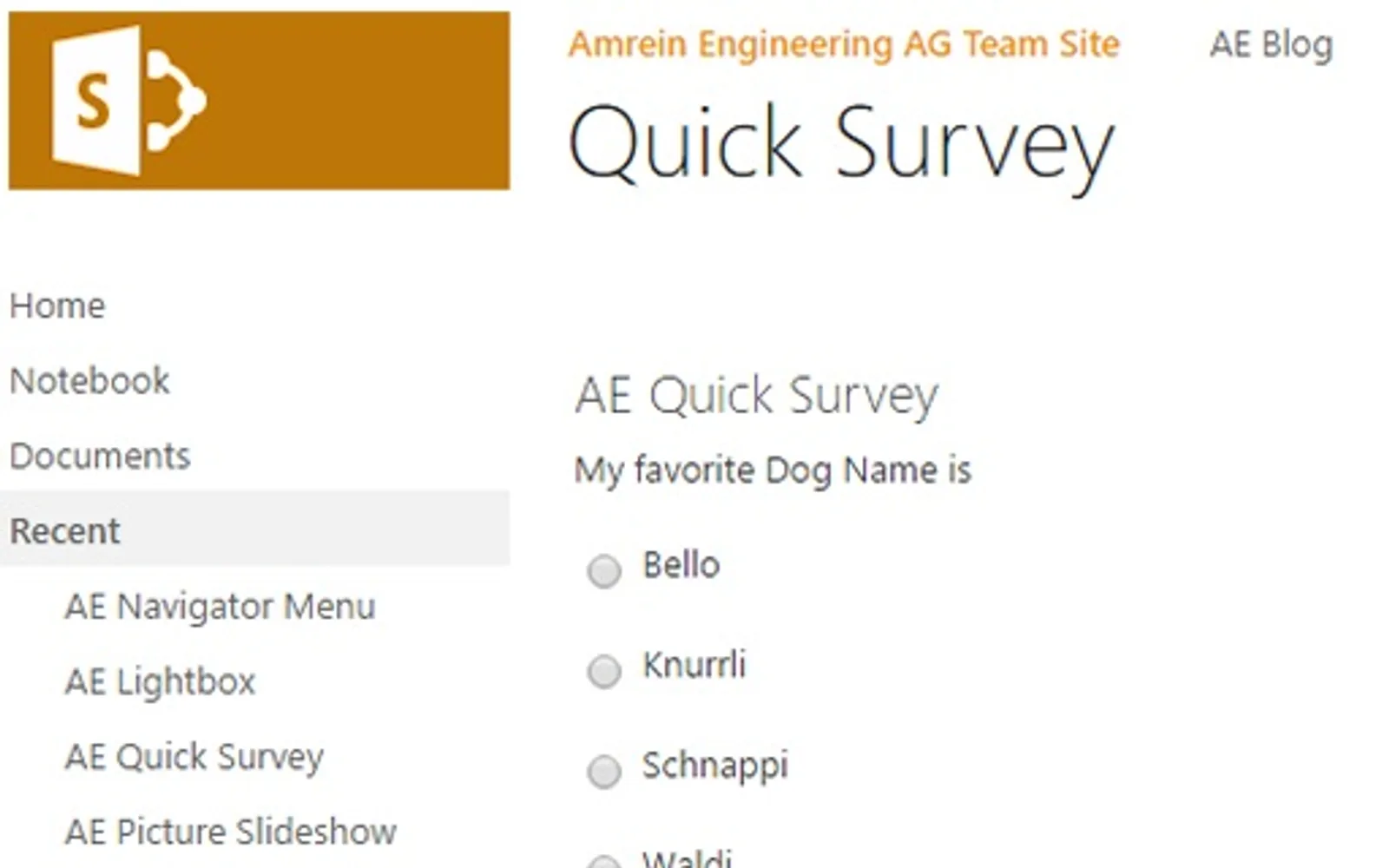 AE Quick Survey — screenshot from the Microsoft Marketplace listing