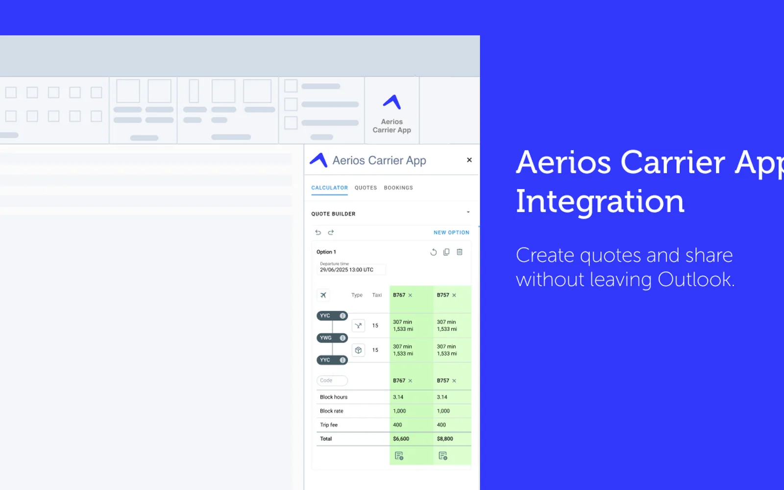 Aerios Carrier Add-In — screenshot from the Microsoft Marketplace listing