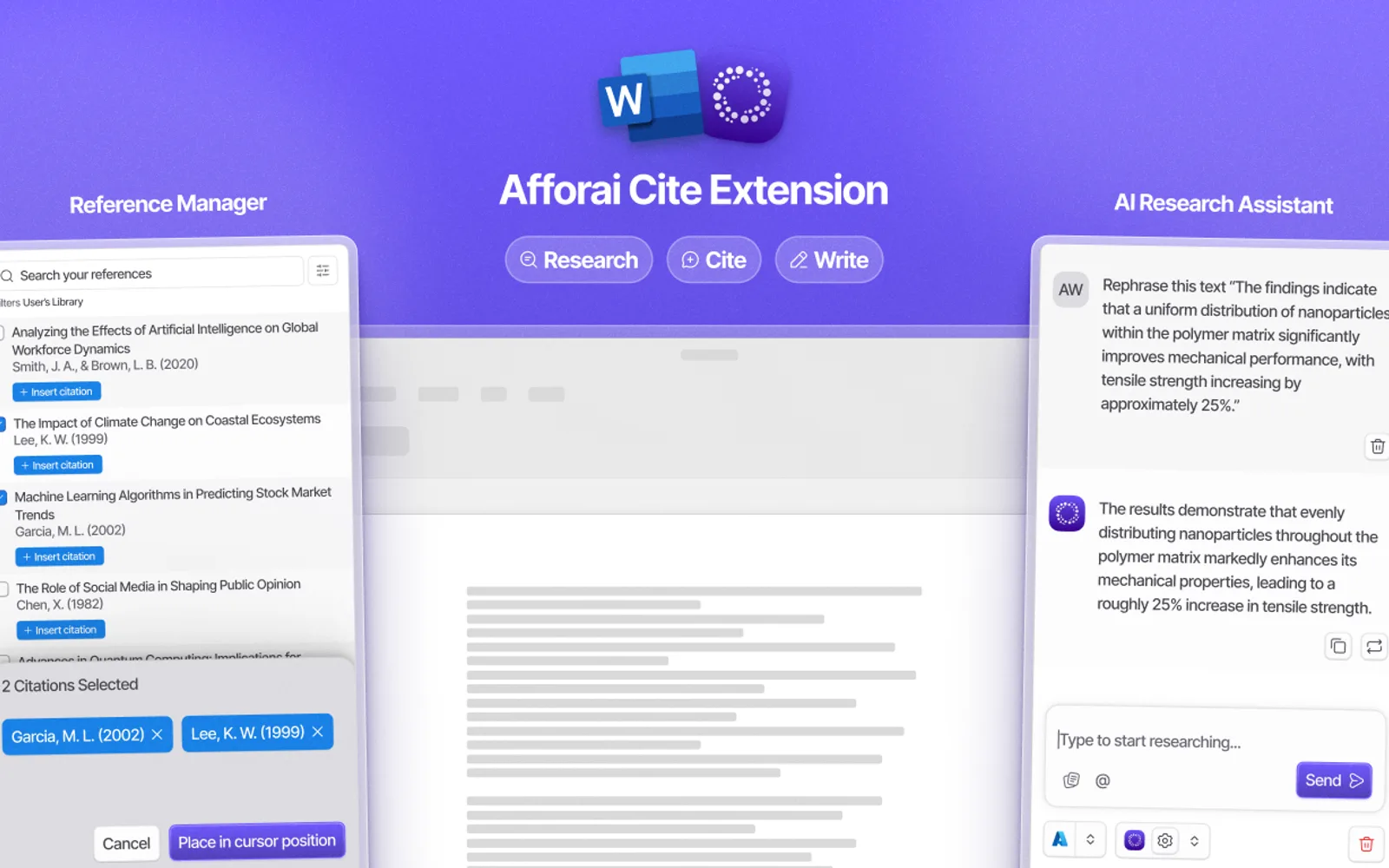 Afforai Cite Extension — screenshot from the Microsoft Marketplace listing