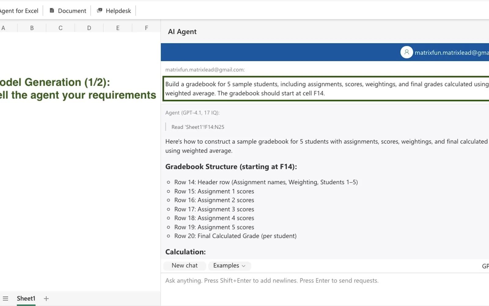 AI Agent for Excel — screenshot from the Microsoft Marketplace listing