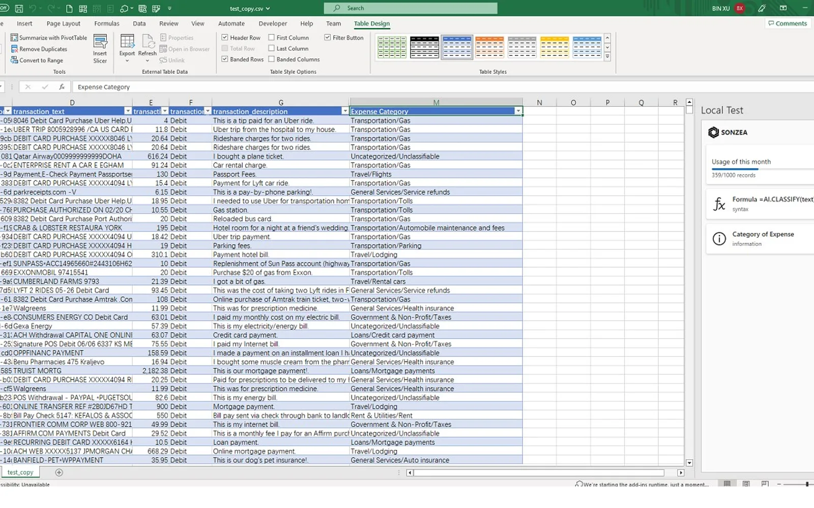 AI Assistant for Excel — screenshot from the Microsoft Marketplace listing