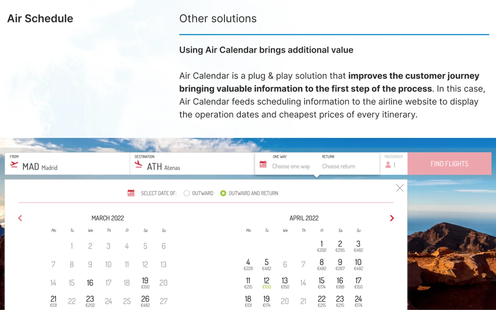 Air schedule — screenshot from the Microsoft Marketplace listing