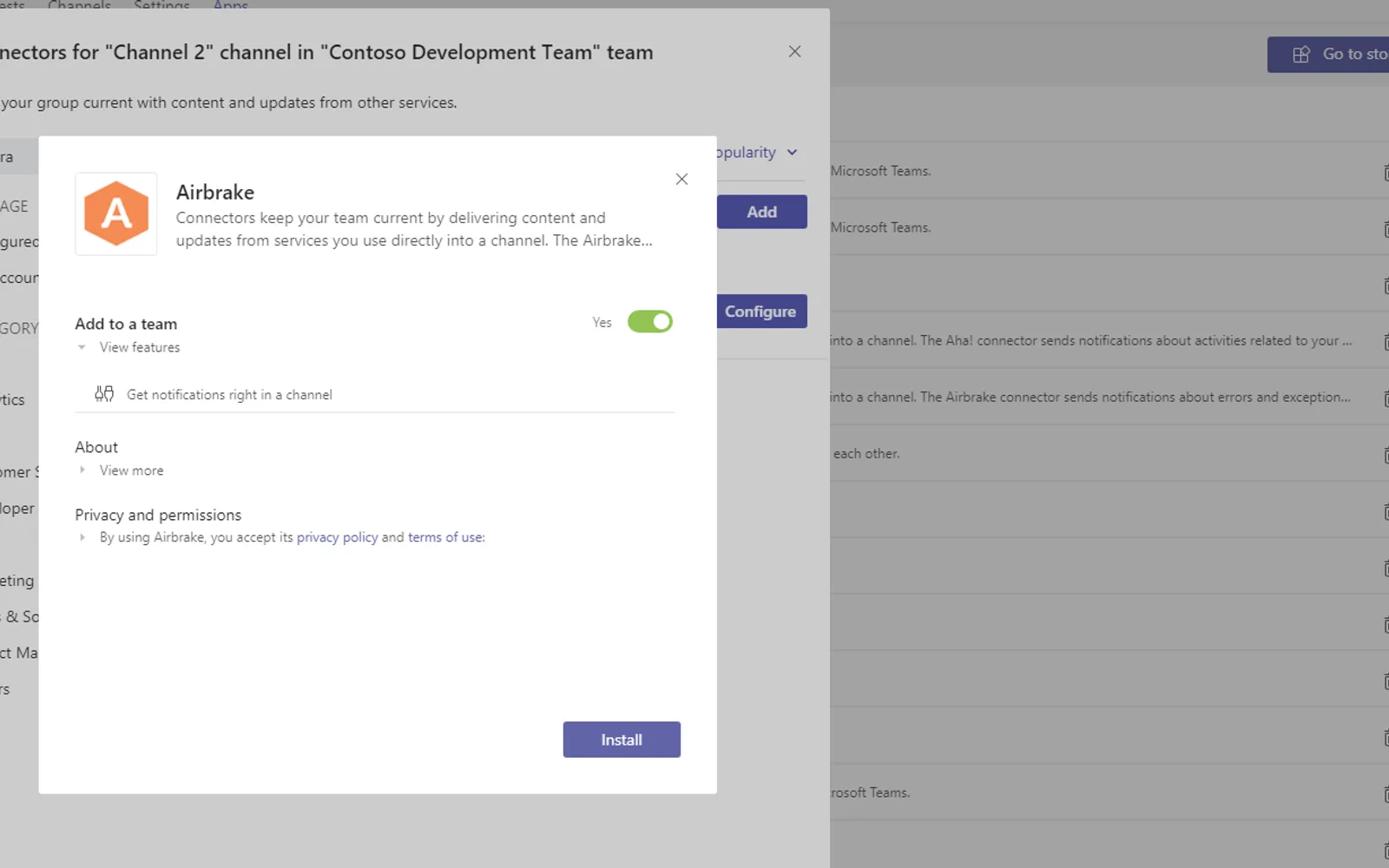 Airbrake — screenshot from the Microsoft Marketplace listing