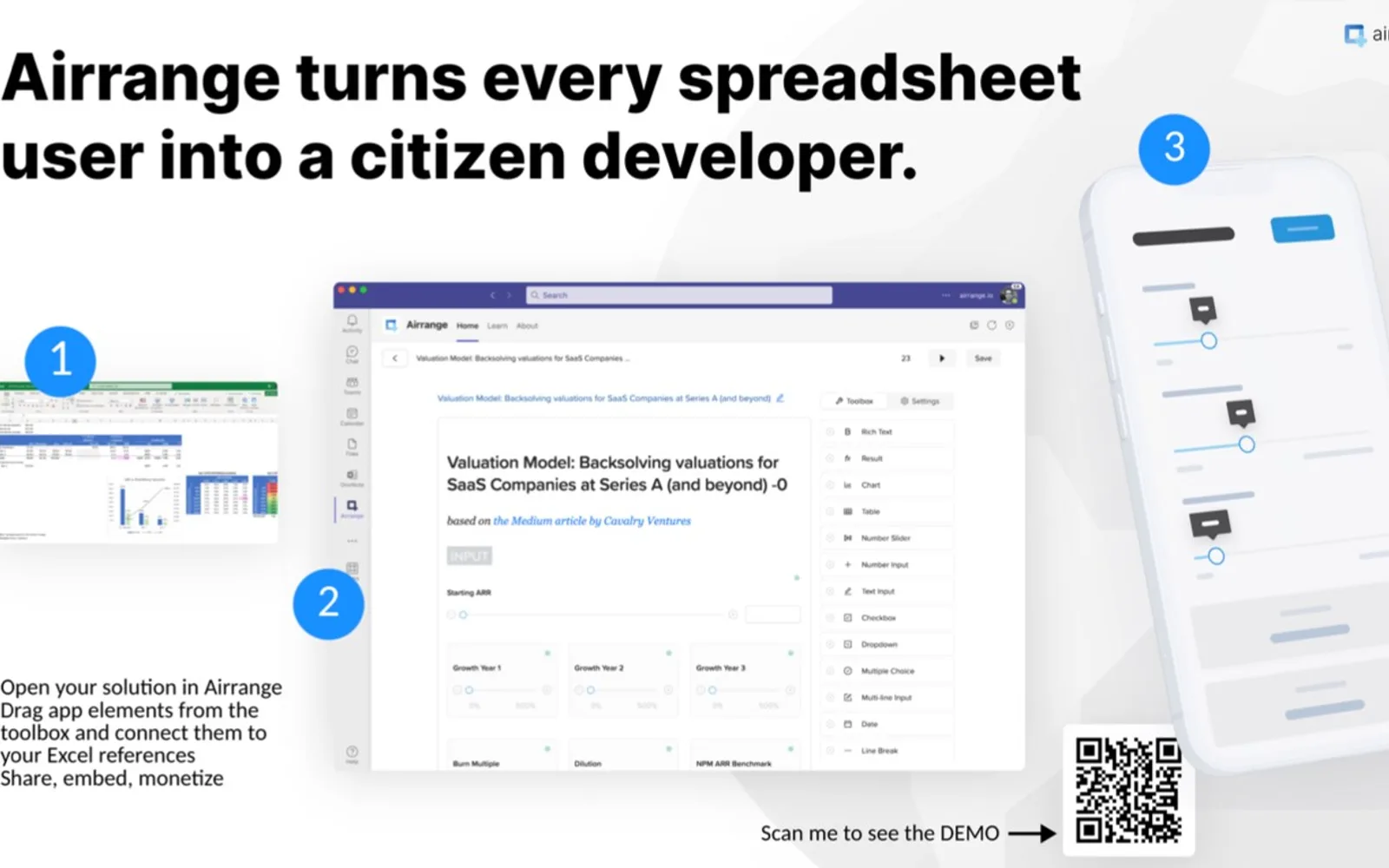 Airrange for spreadsheets — screenshot from the Microsoft Marketplace listing