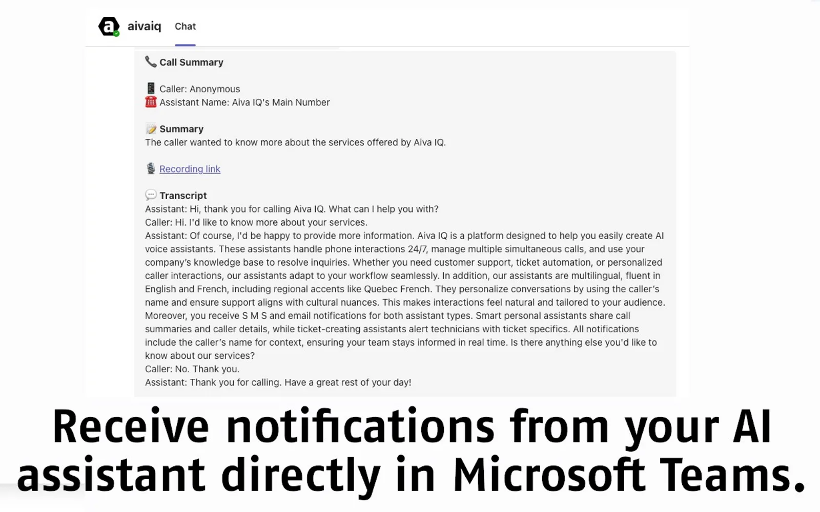 Aiva IQ — screenshot from the Microsoft Marketplace listing