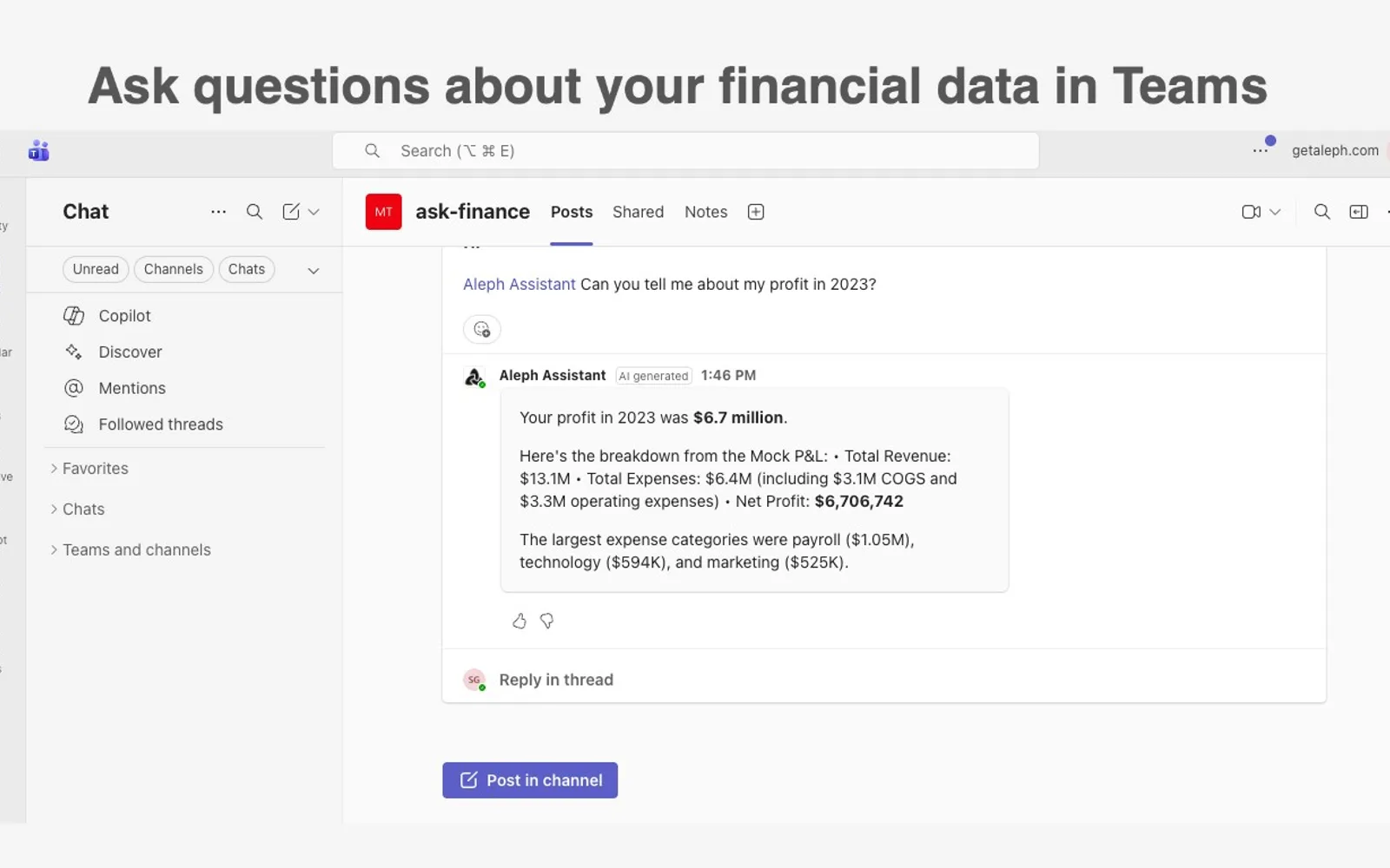 Aleph Assistant — screenshot from the Microsoft Marketplace listing