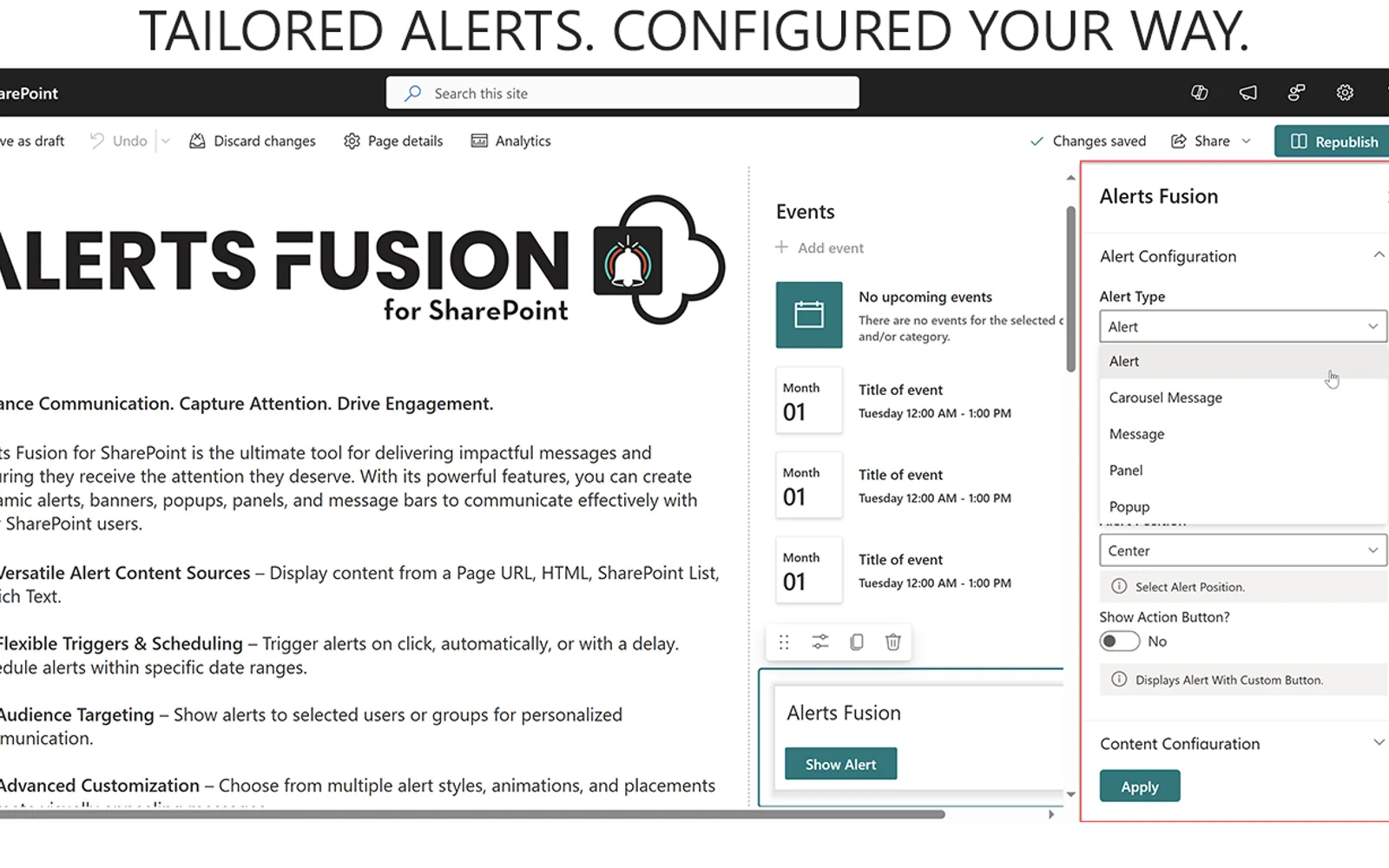 Alerts Fusion — screenshot from the Microsoft Marketplace listing