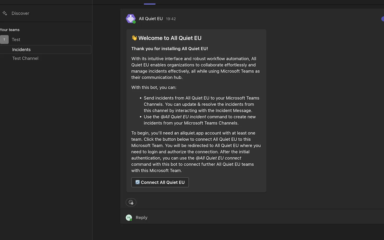 All Quiet EU — screenshot from the Microsoft Marketplace listing