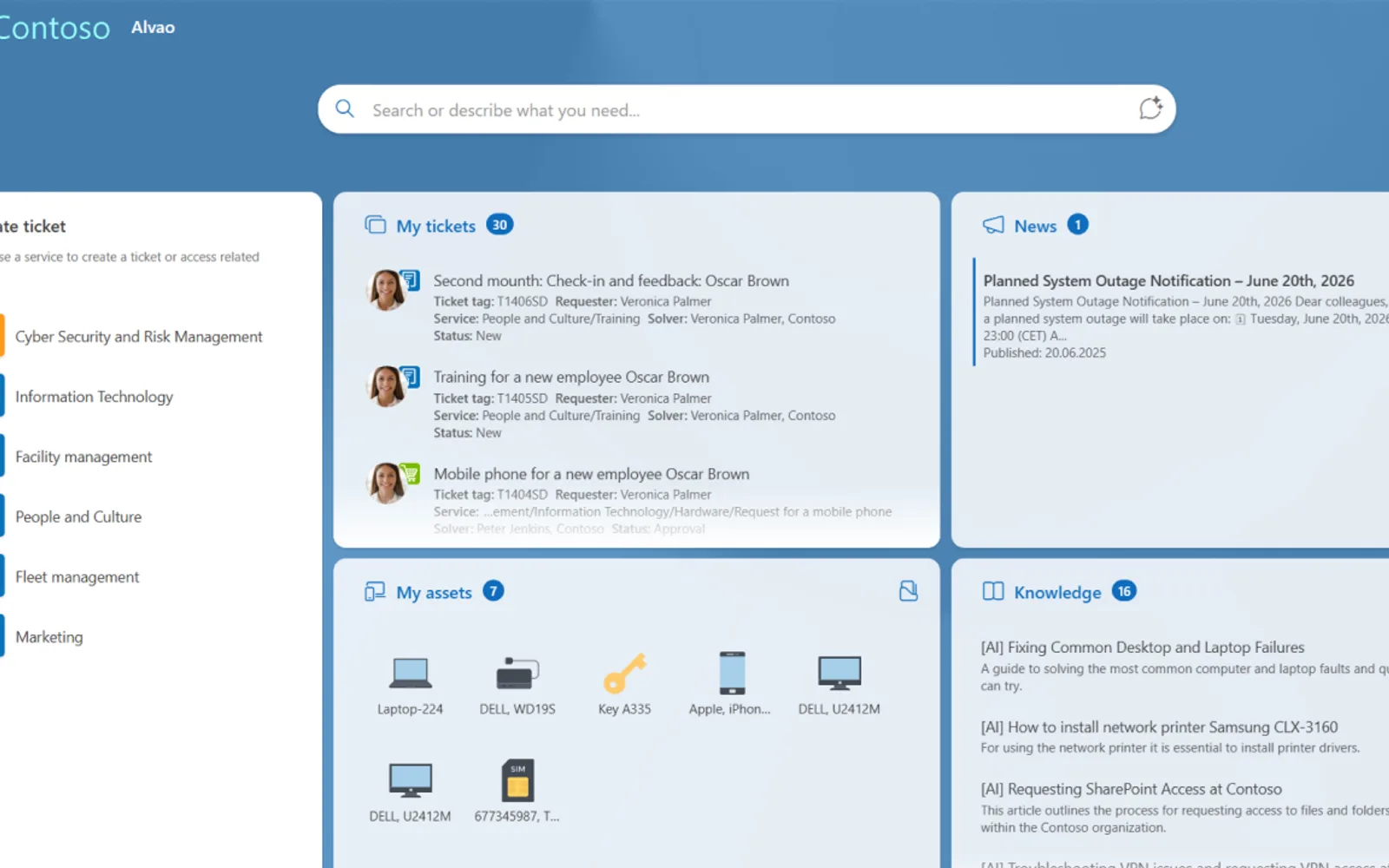 ALVAO IT Service Management (ITSM) — screenshot from the Microsoft Marketplace listing