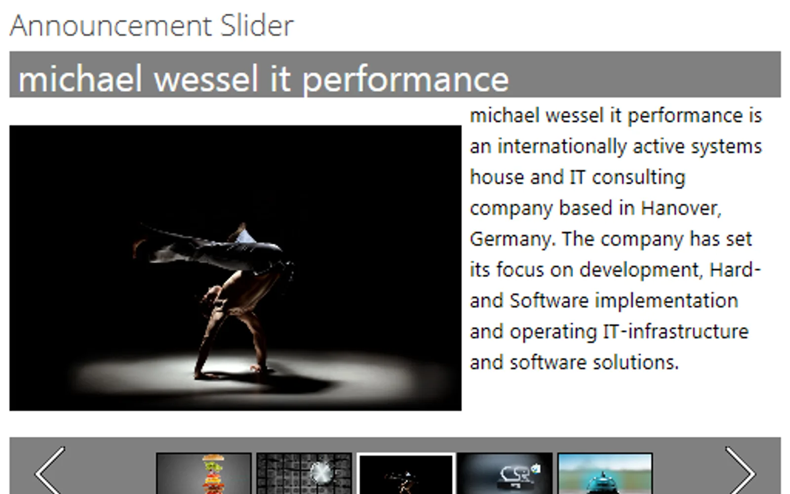 Announcement Slider — screenshot from the Microsoft Marketplace listing