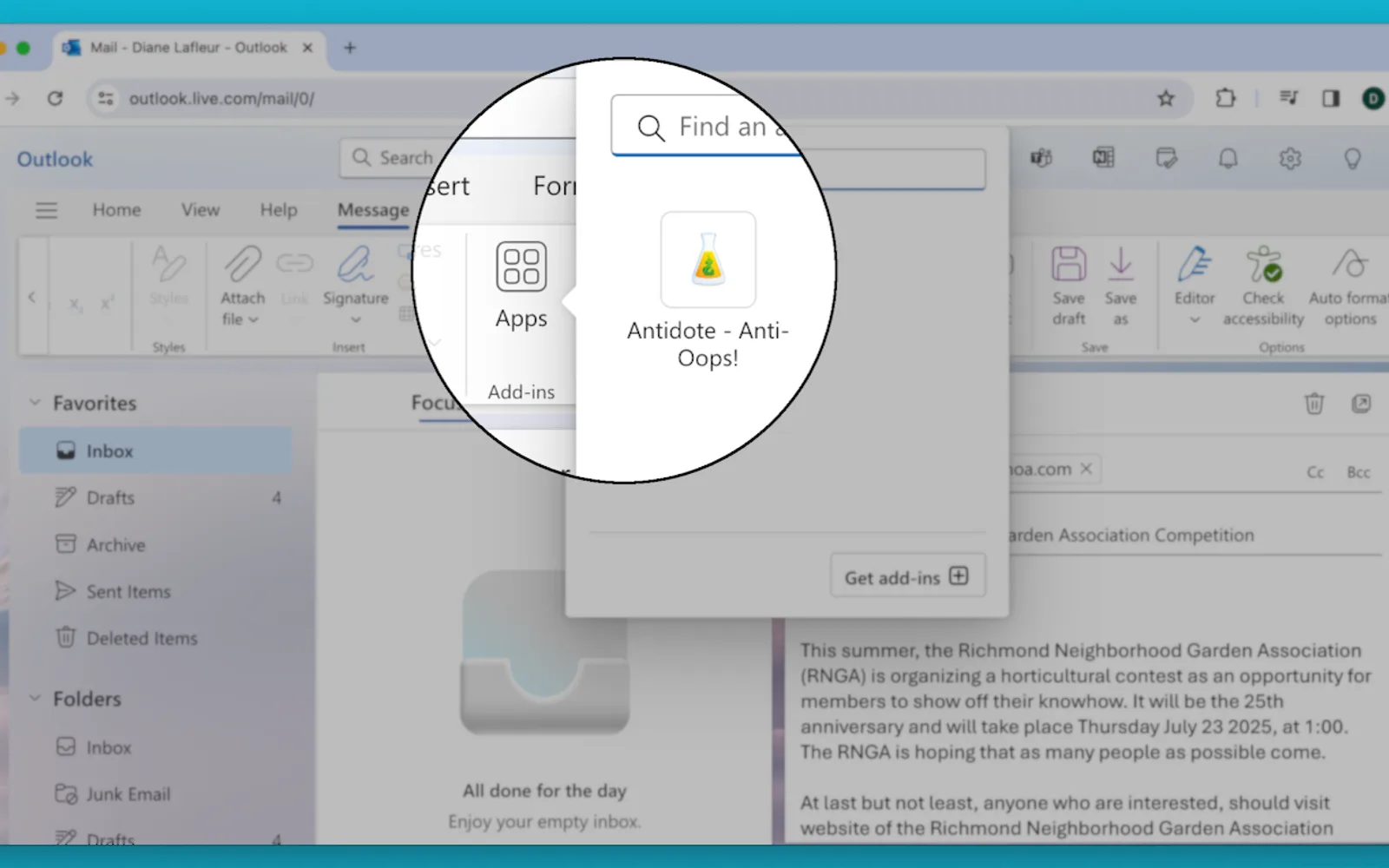 Antidote Connector for Outlook — screenshot from the Microsoft Marketplace listing