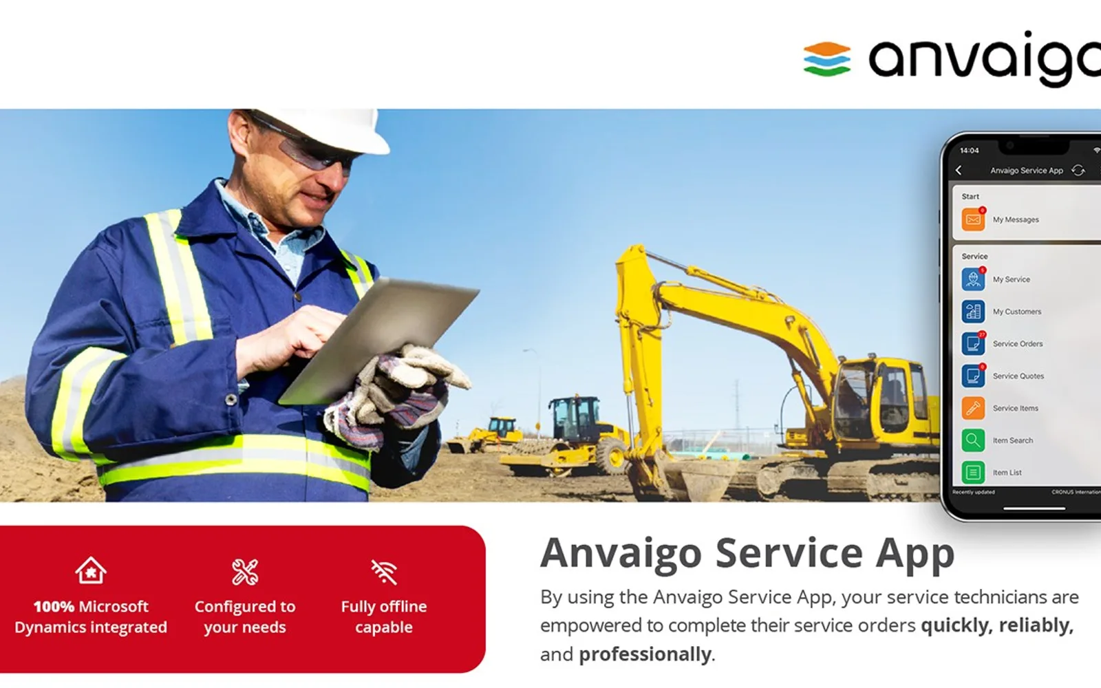 Anvaigo Service App — screenshot from the Microsoft Marketplace listing