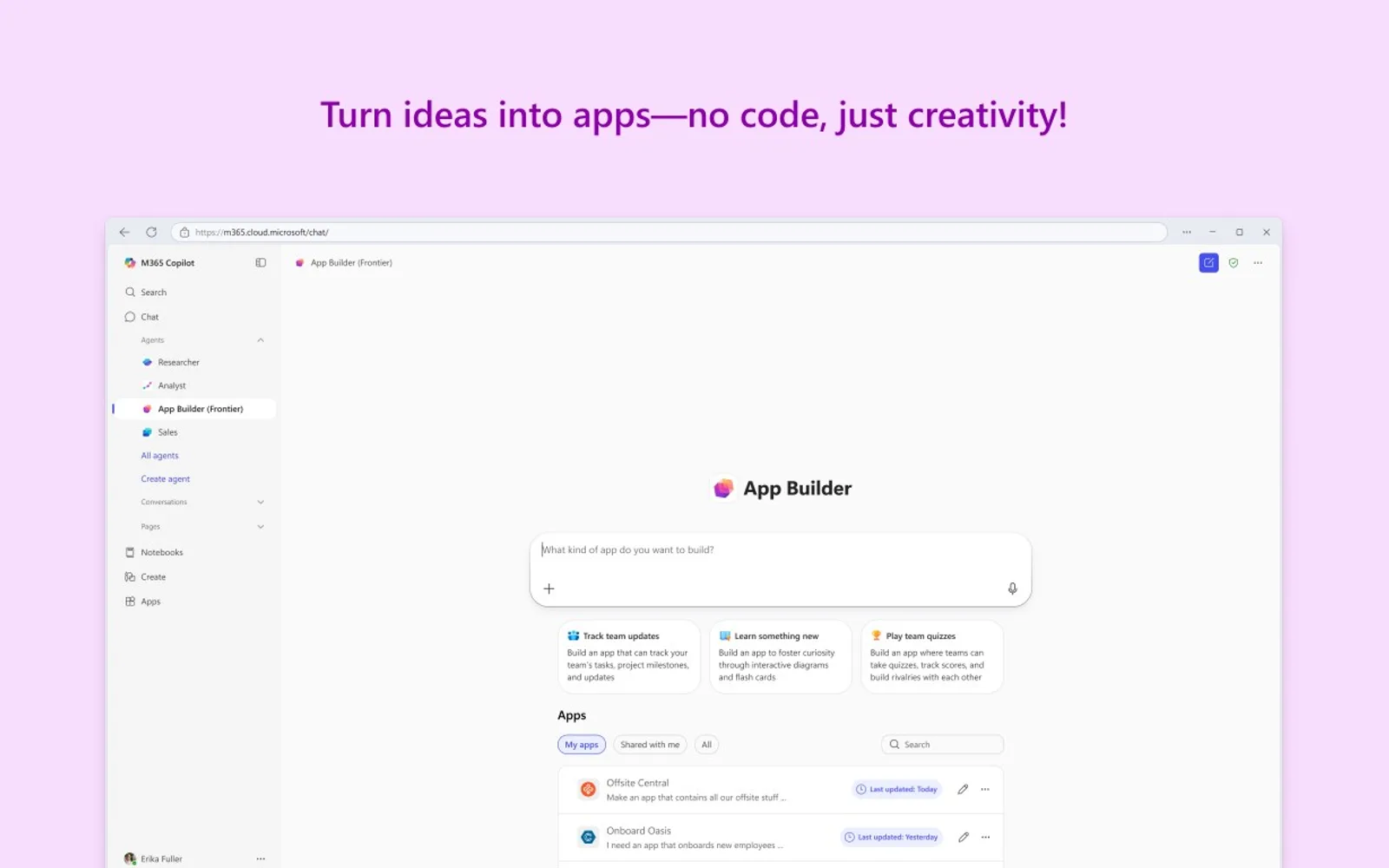 App Builder (Frontier) — screenshot from the Microsoft Marketplace listing