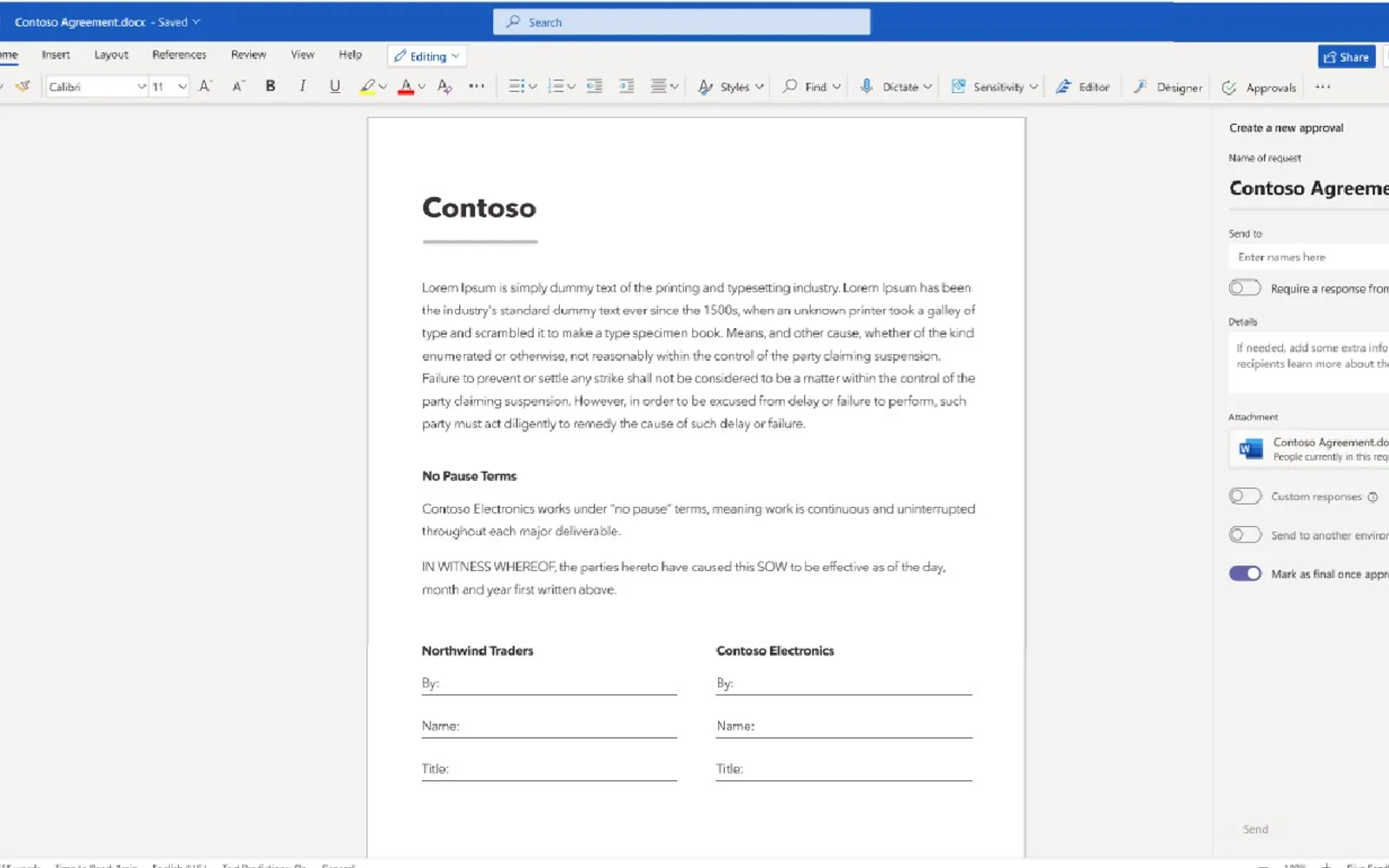 Approvals — screenshot from the Microsoft Marketplace listing