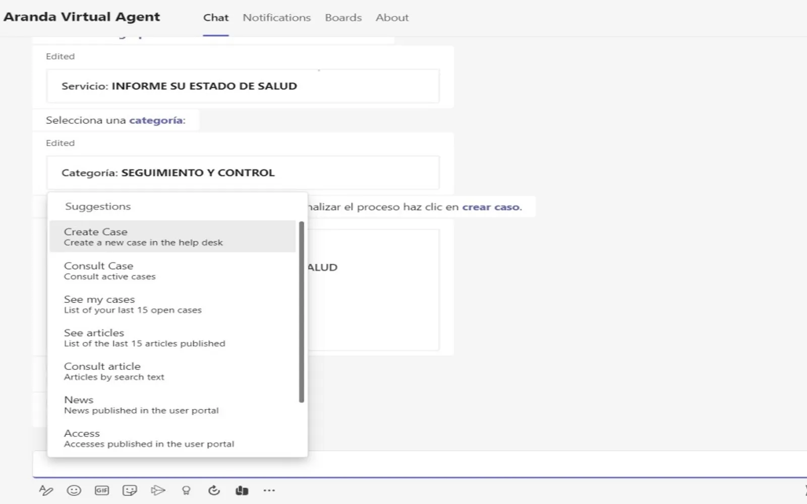 Aranda Virtual Agent — screenshot from the Microsoft Marketplace listing