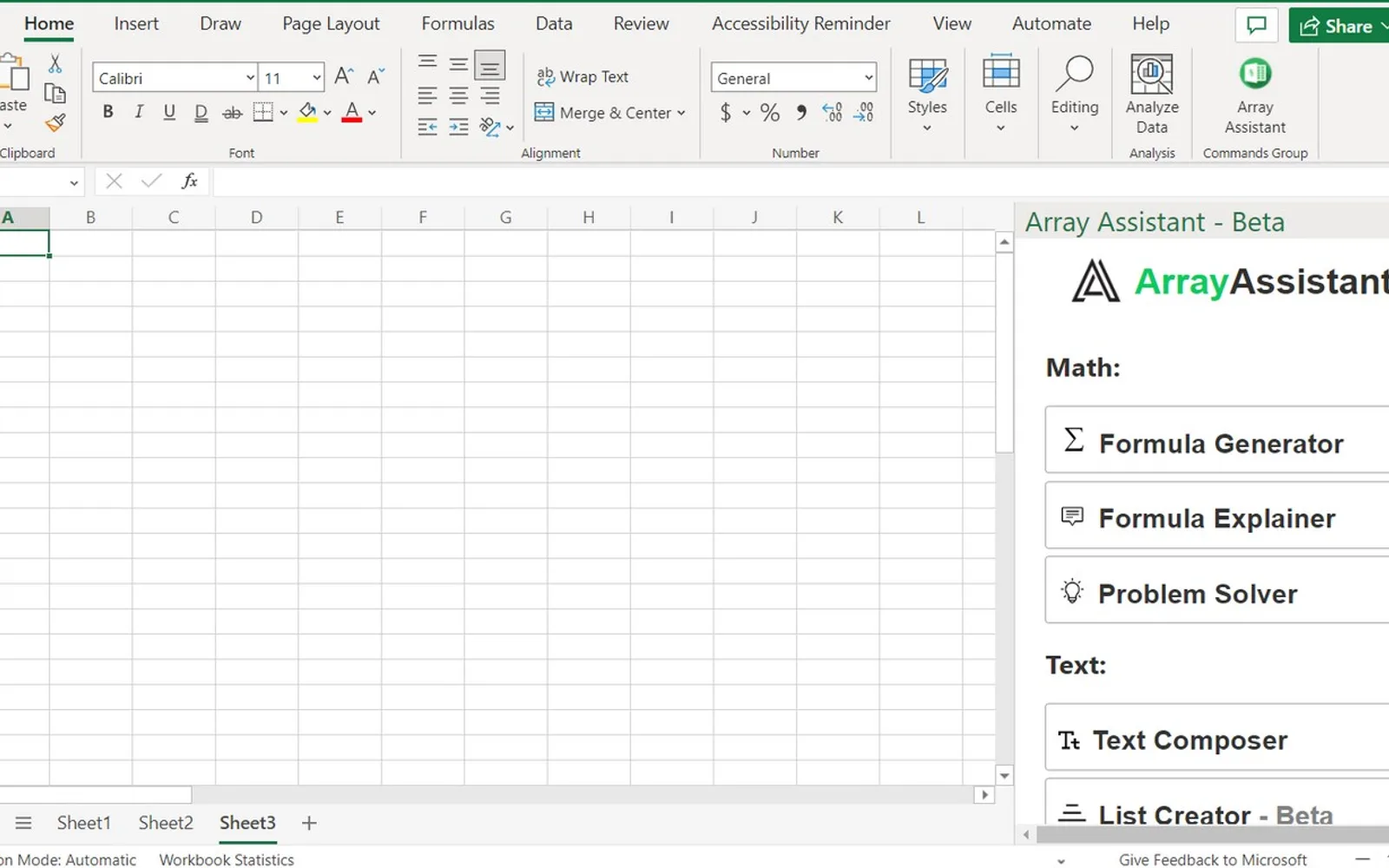 Array Assistant — screenshot from the Microsoft Marketplace listing
