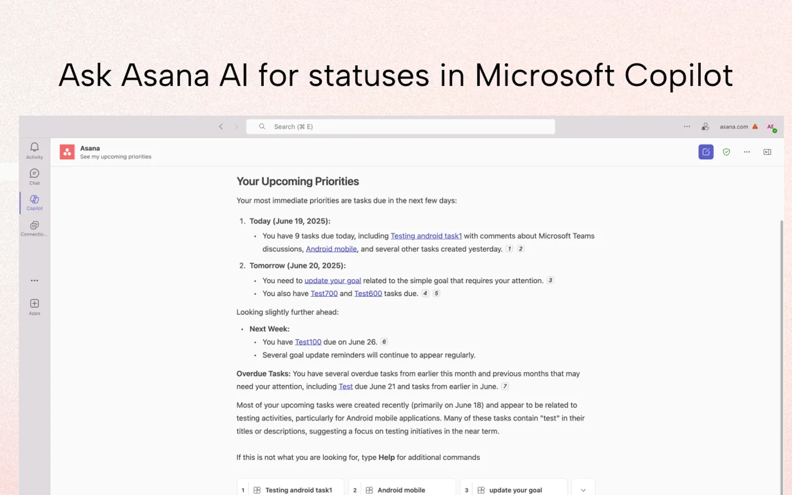 Asana — screenshot from the Microsoft Marketplace listing