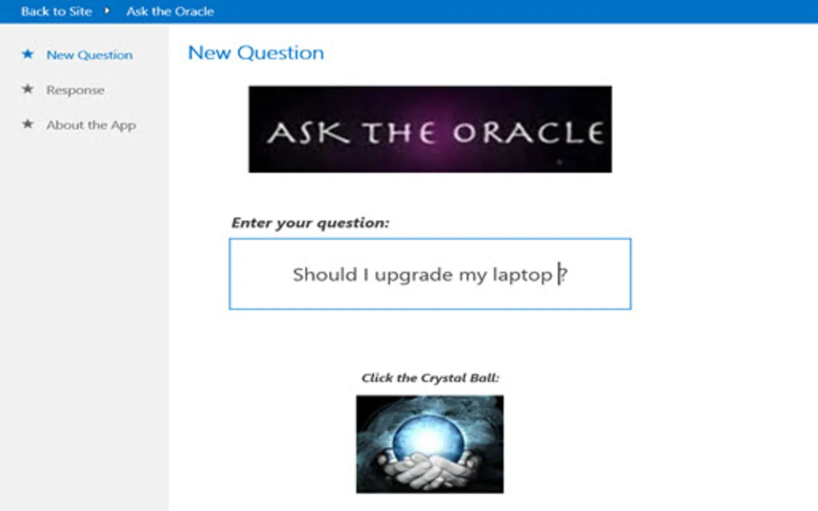 Ask the Oracle — screenshot from the Microsoft Marketplace listing