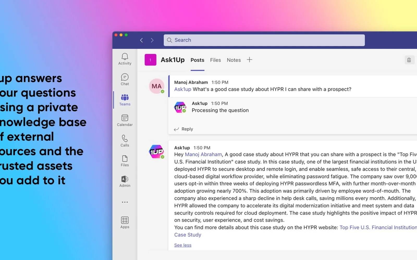 Ask1up — screenshot from the Microsoft Marketplace listing