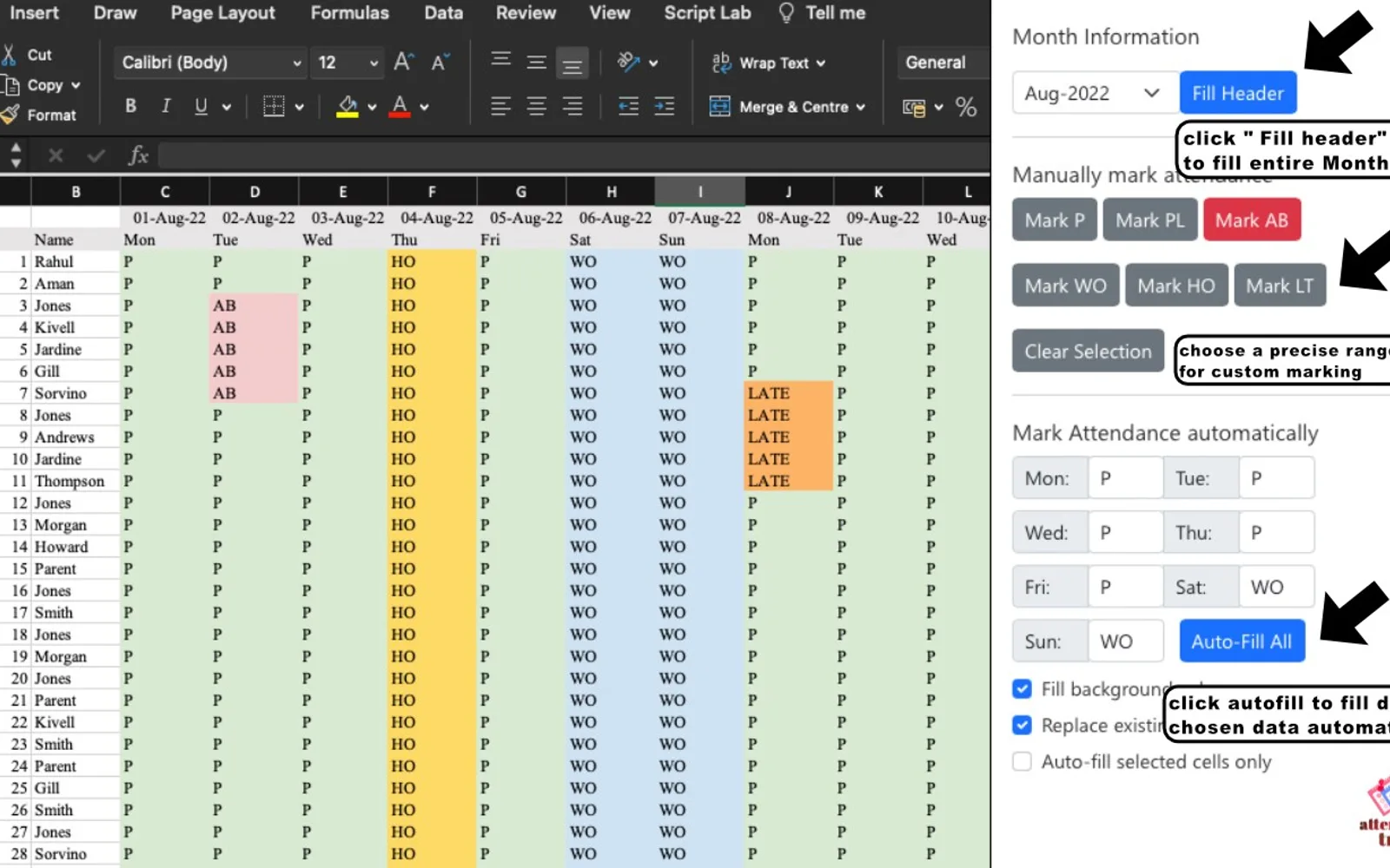Attendance Tracker — screenshot from the Microsoft Marketplace listing