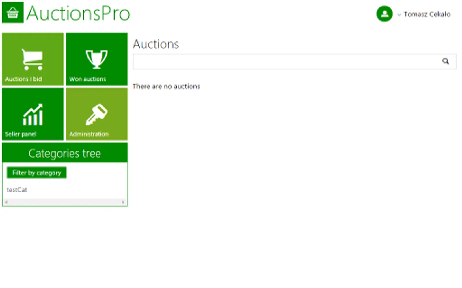 Auctions PRO demo — screenshot from the Microsoft Marketplace listing