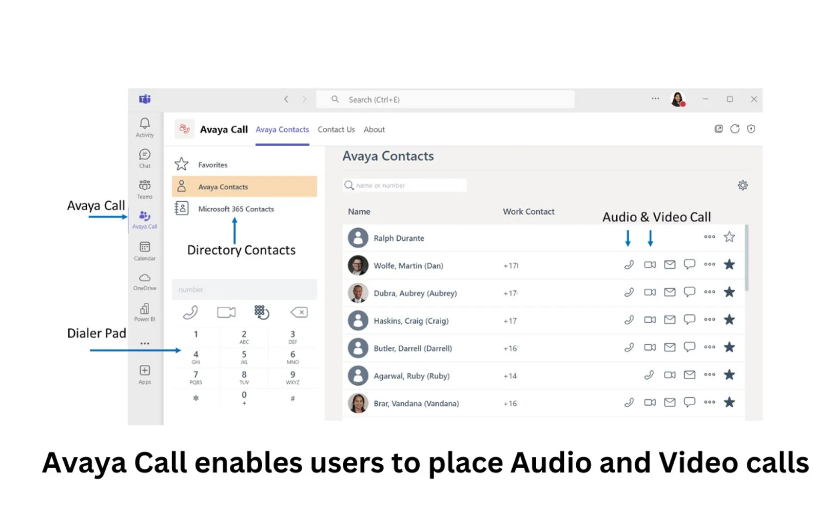 Avaya Call — screenshot from the Microsoft Marketplace listing