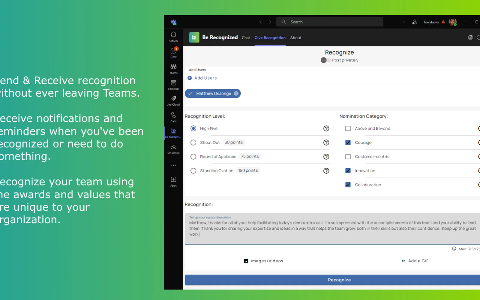 Be Recognized — screenshot from the Microsoft Marketplace listing