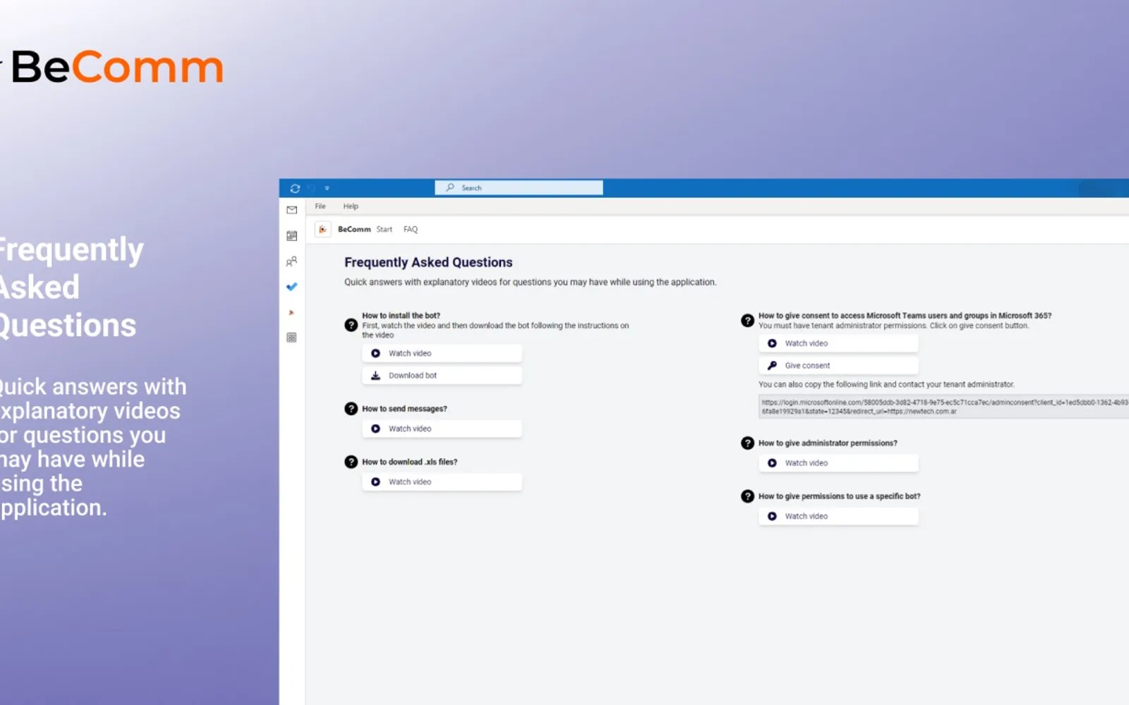 BeComm — screenshot from the Microsoft Marketplace listing