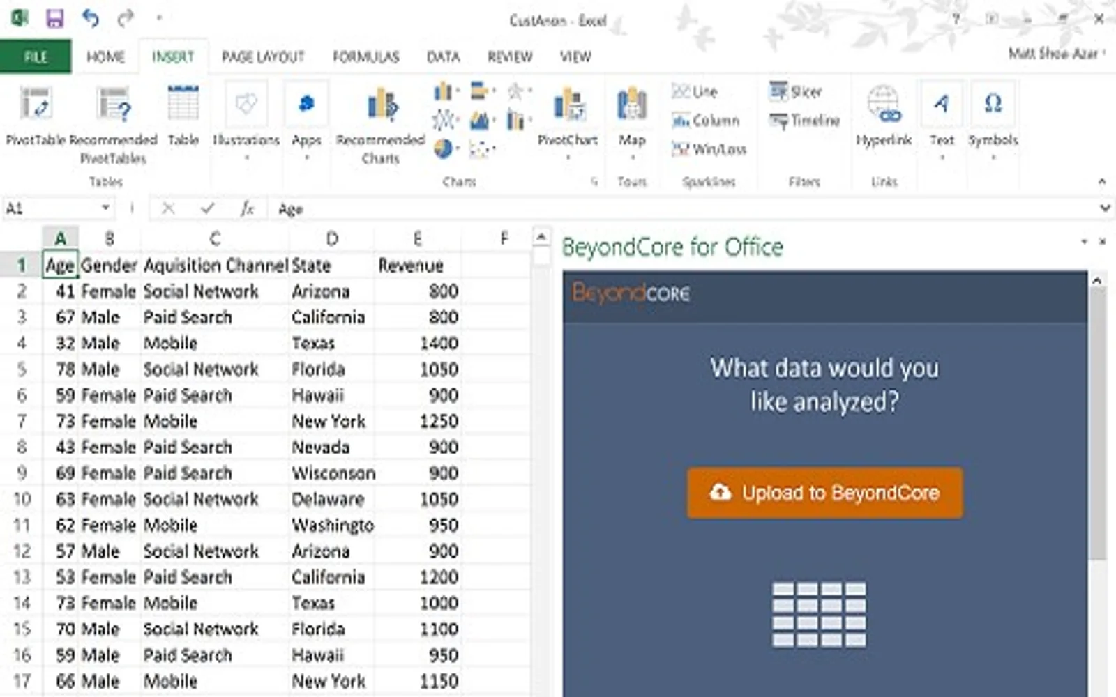 BeyondCore Analyst for Office — screenshot from the Microsoft Marketplace listing