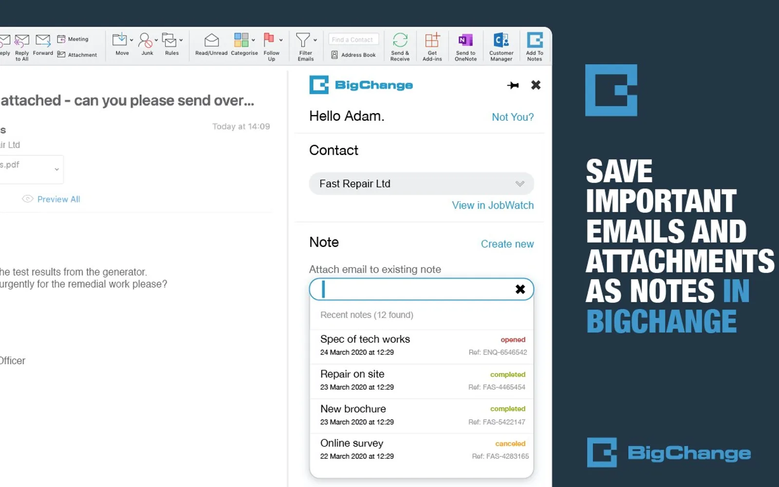 BigChange for Email — screenshot from the Microsoft Marketplace listing