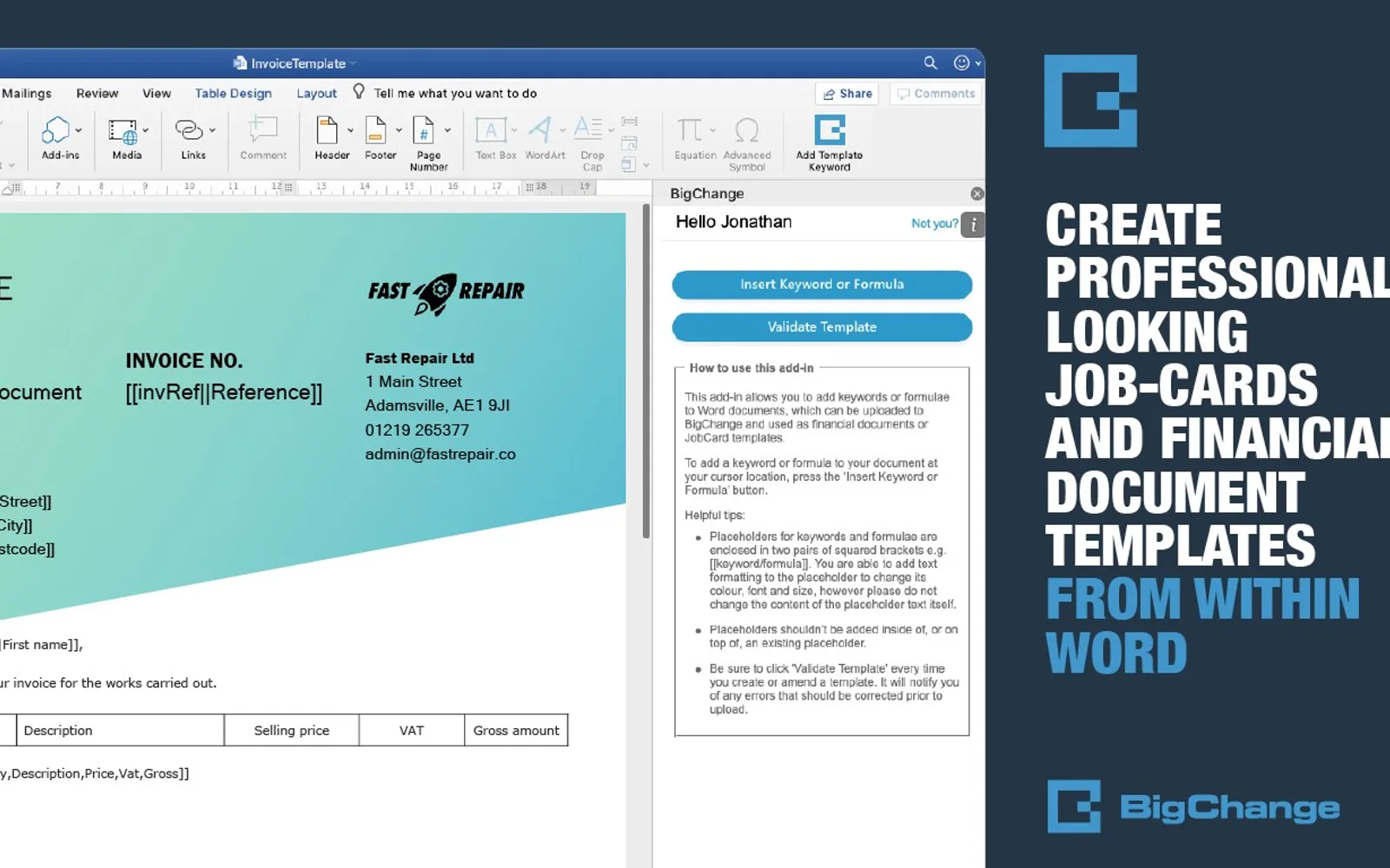 BigChange for Templates — screenshot from the Microsoft Marketplace listing