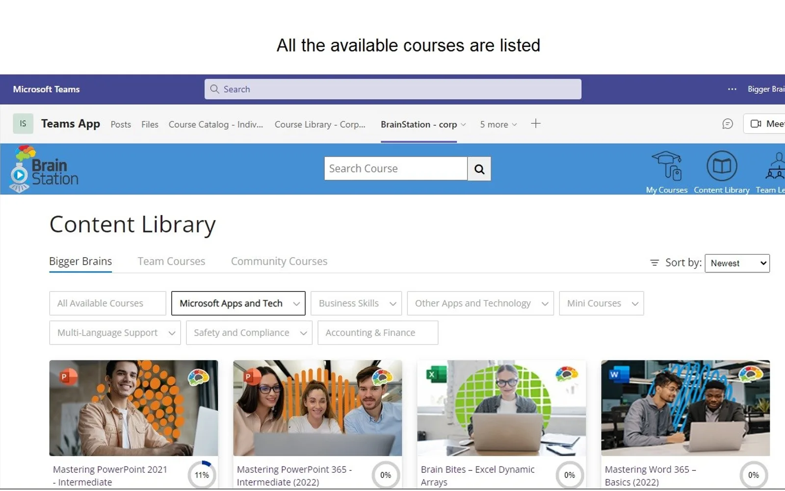 Bigger Brains eLearning — screenshot from the Microsoft Marketplace listing