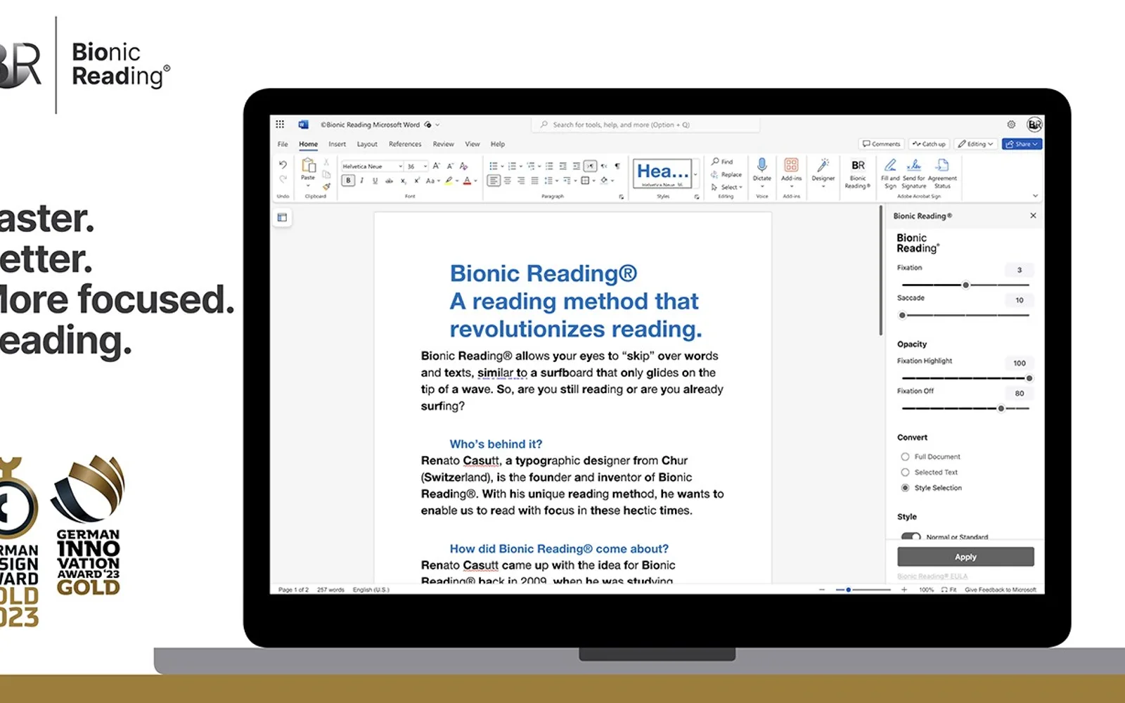 Bionic Reading® for Microsoft Word — screenshot from the Microsoft Marketplace listing