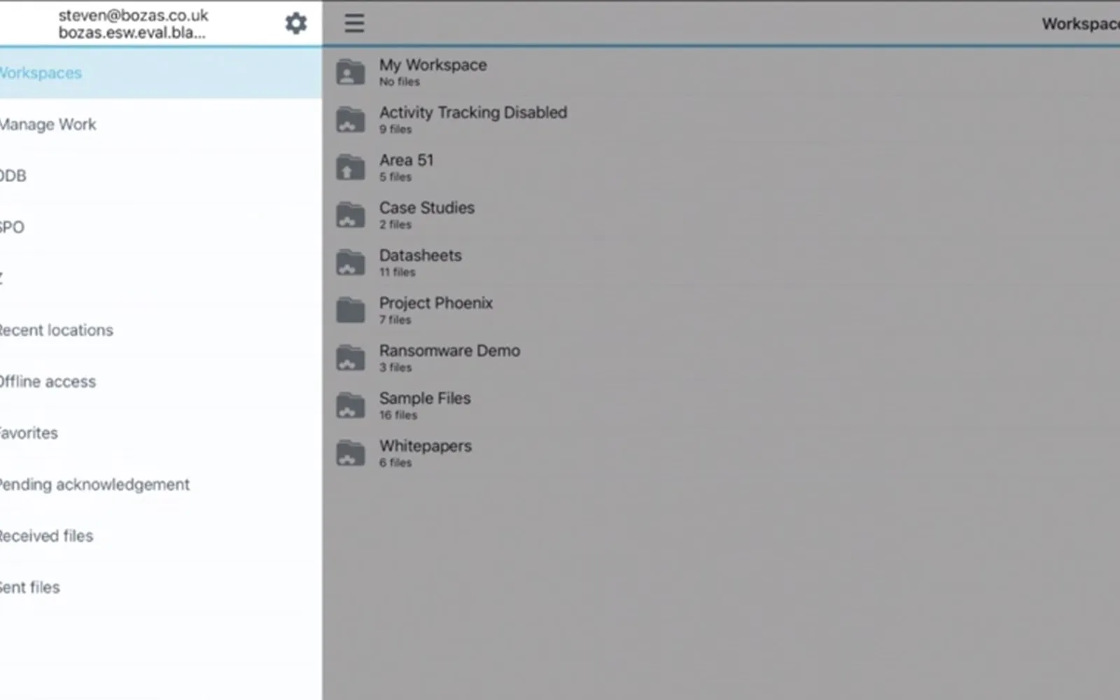 BlackBerry Workspaces — screenshot from the Microsoft Marketplace listing