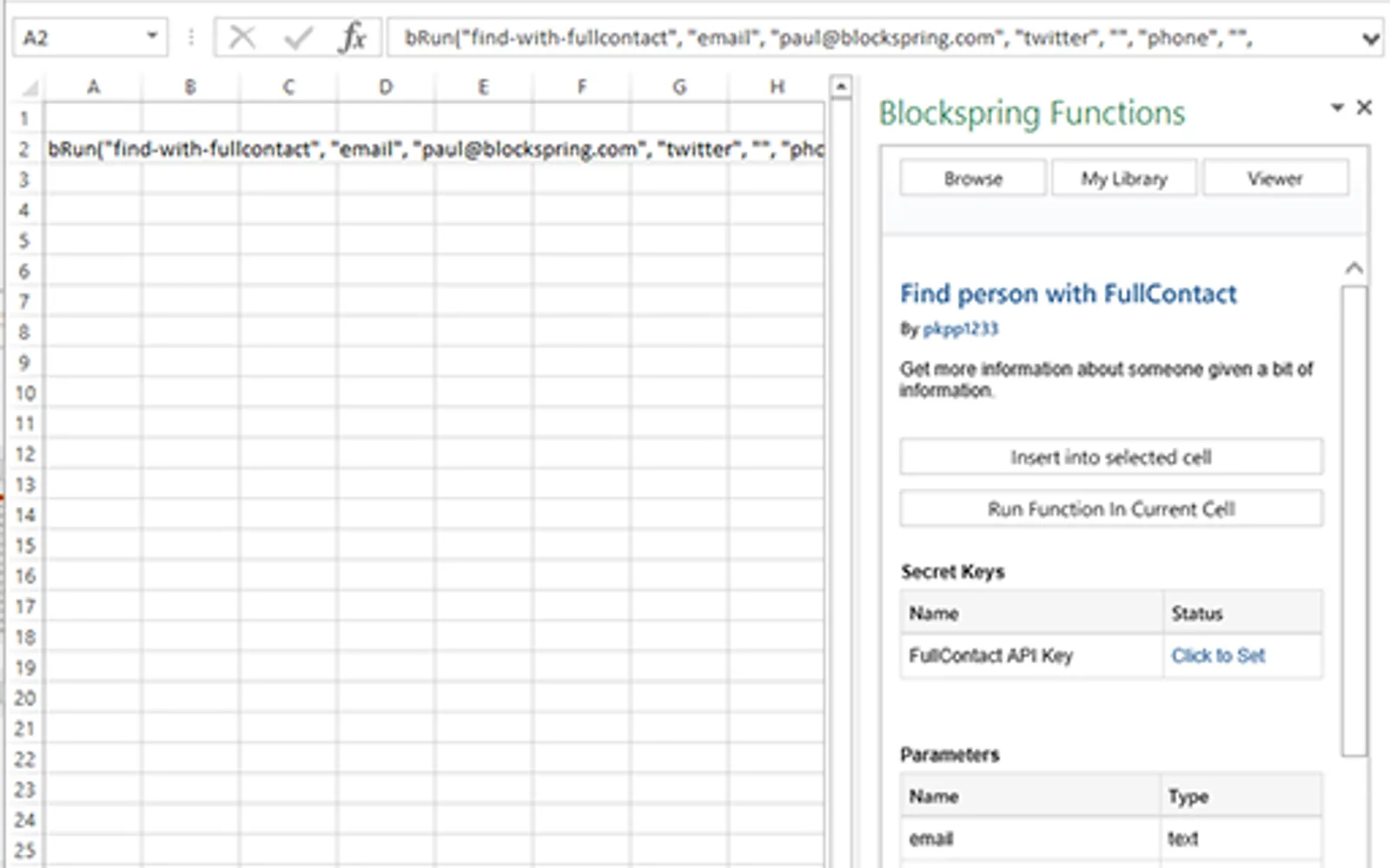 Blockspring — screenshot from the Microsoft Marketplace listing