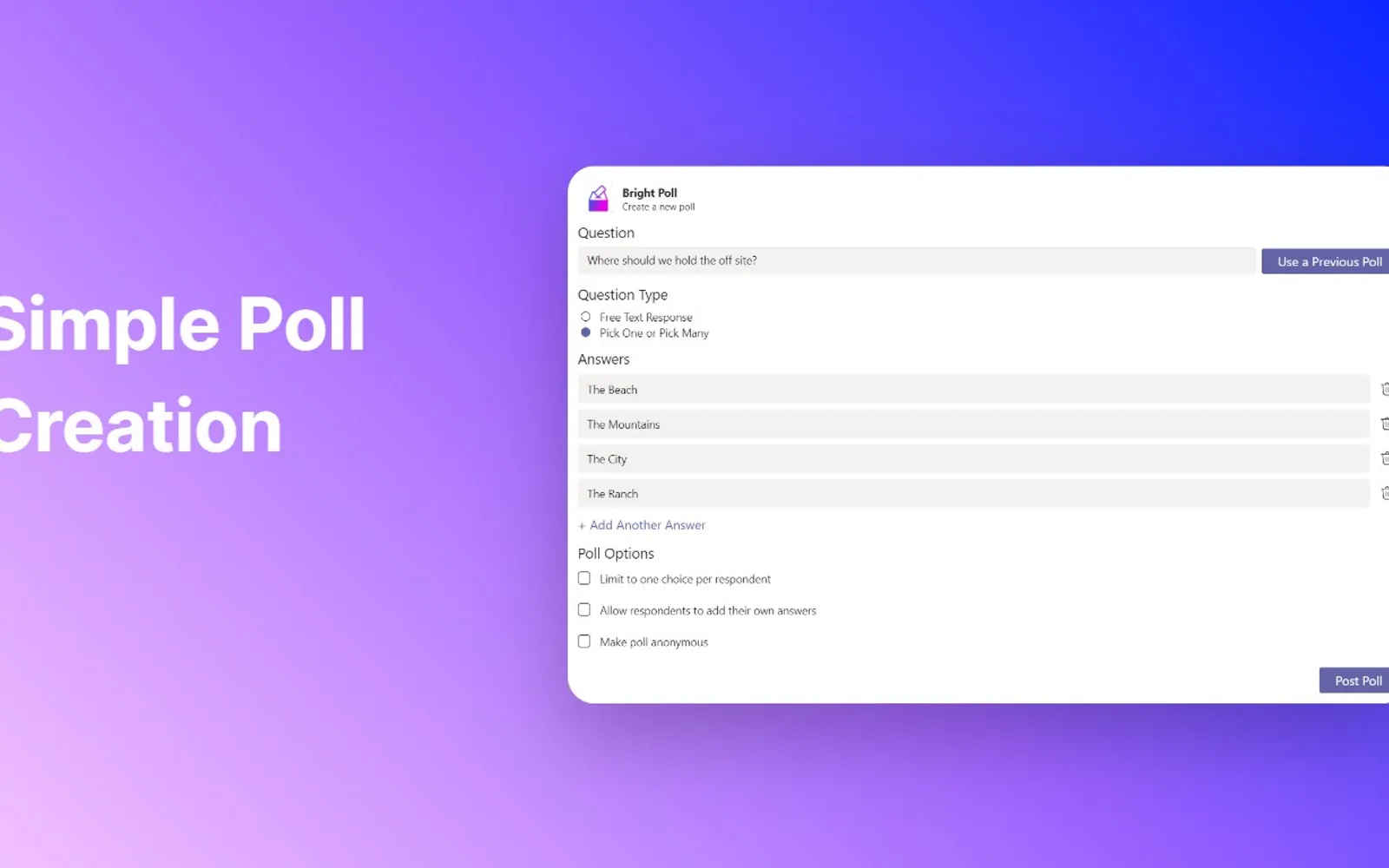 Bright Poll — screenshot from the Microsoft Marketplace listing