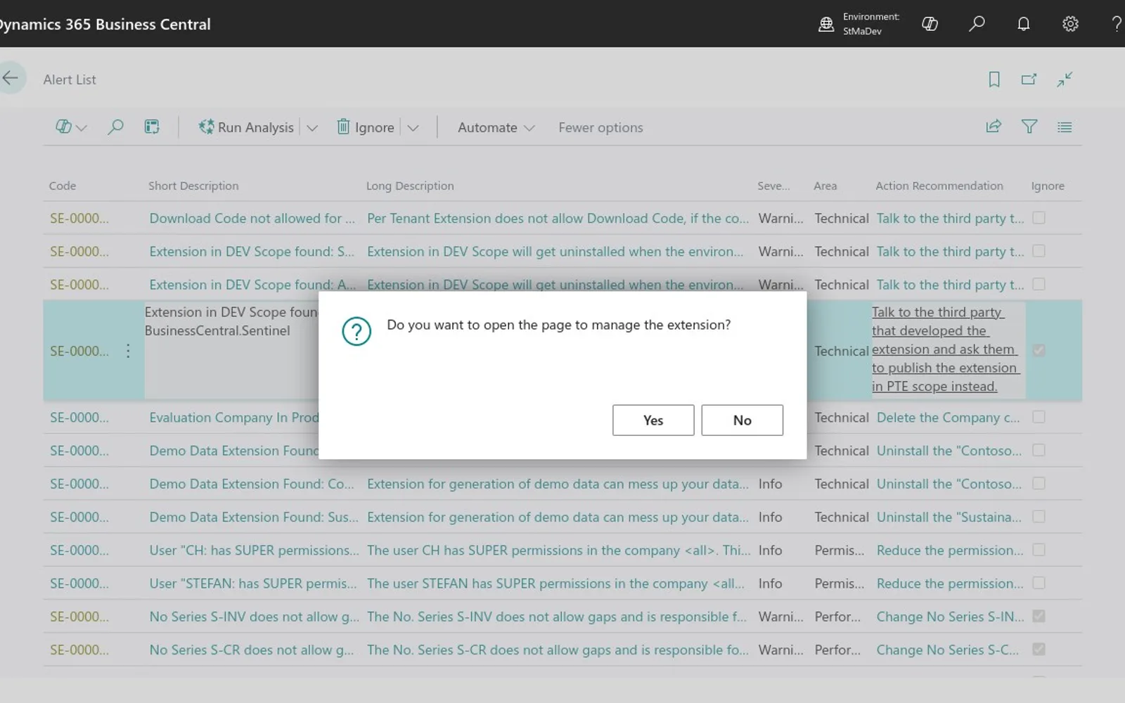 BusinessCentral.Sentinel — screenshot from the Microsoft Marketplace listing