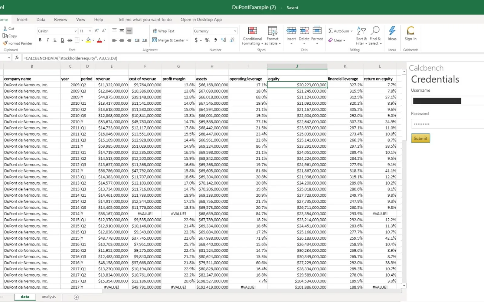Calcbench — screenshot from the Microsoft Marketplace listing