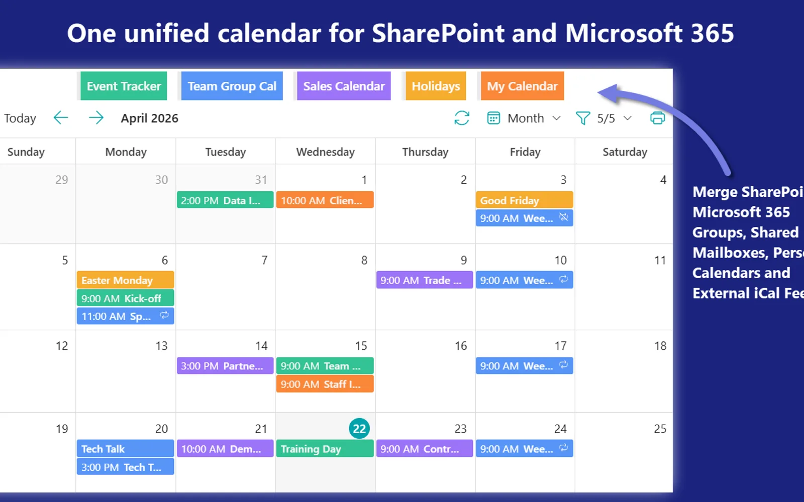 Calendar Rollup — screenshot from the Microsoft Marketplace listing
