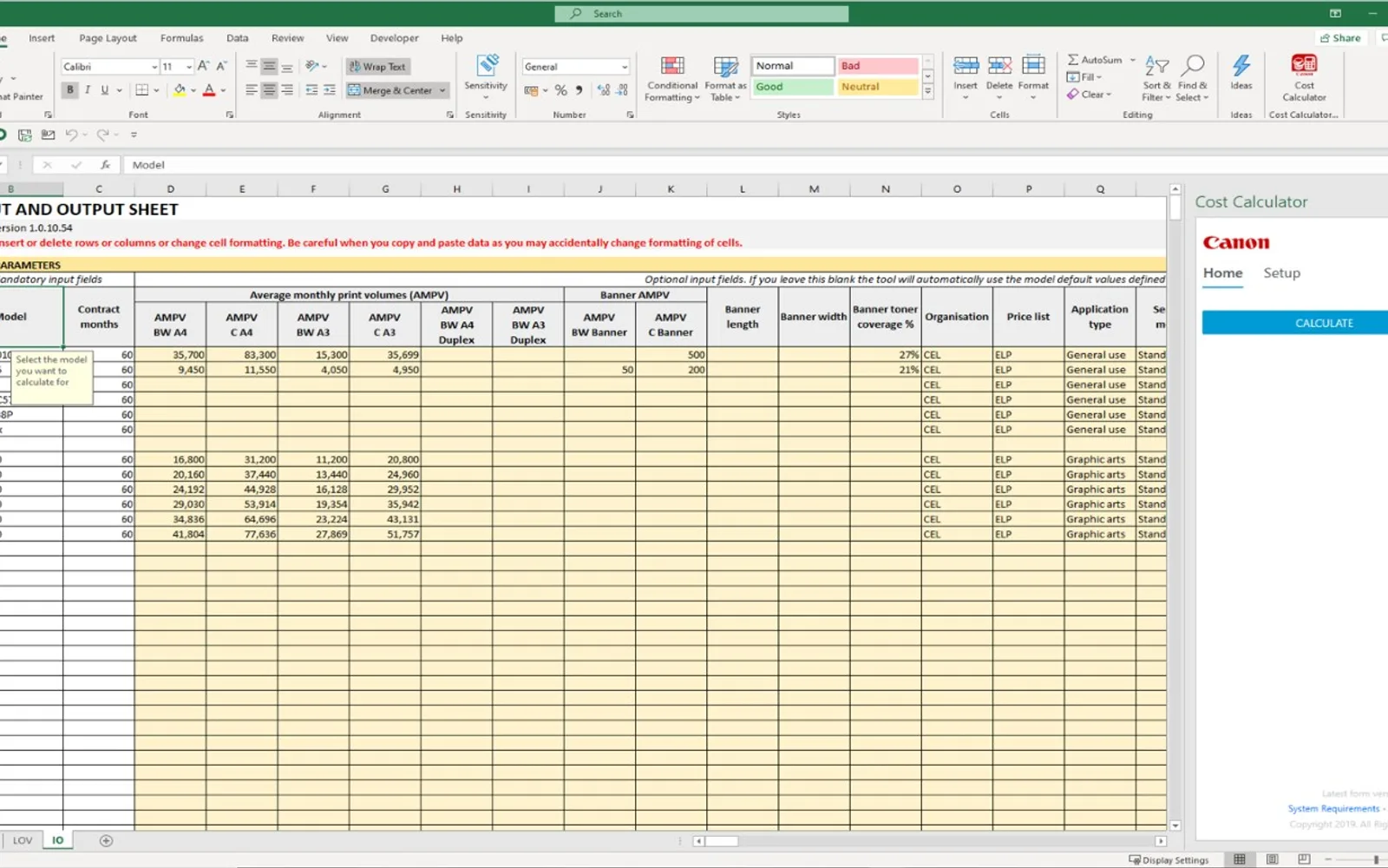 Canon EMEA Service Cost Calculator for B2B Partners — screenshot from the Microsoft Marketplace listing