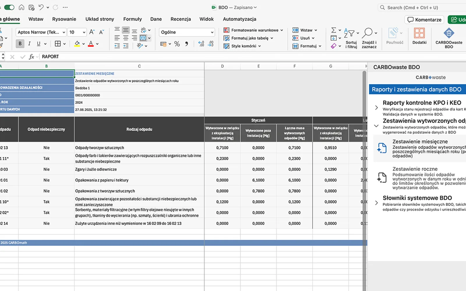CARBOwaste BDO — screenshot from the Microsoft Marketplace listing