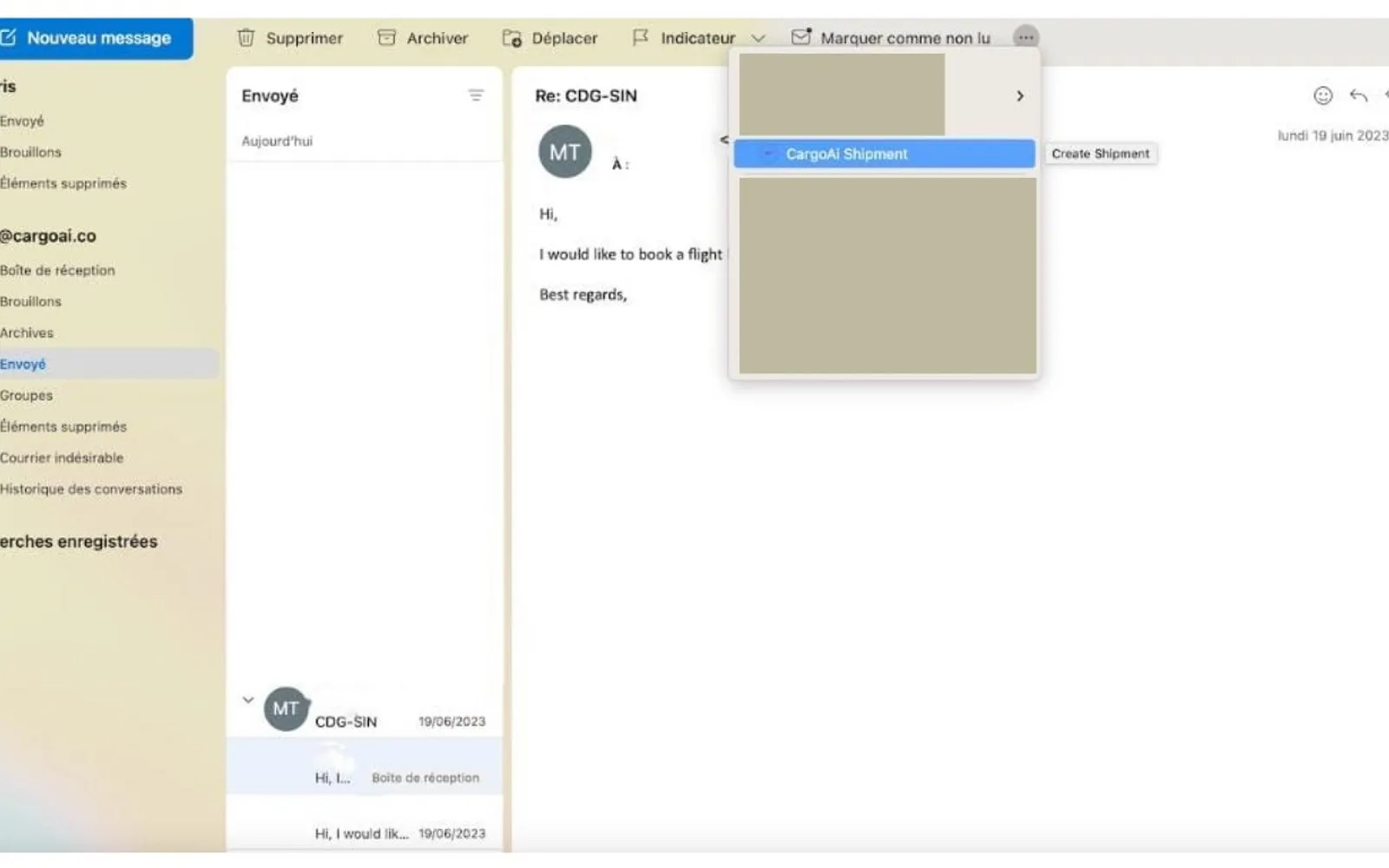 CargoAi Create Shipment — screenshot from the Microsoft Marketplace listing